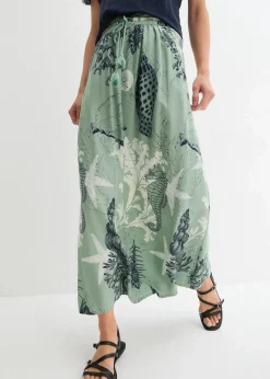 bonprix Bekleidung·Sportbekleidung|Röcke|Maxirock aus fließender Viskose pastellgrün bedruckt
