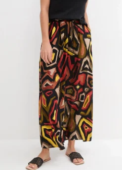 bonprix Bekleidung·Sportbekleidung|Röcke|Maxirock aus fließender Viskose karminrot/schwarz bedruckt