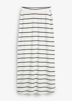 bonprix Bekleidung·Sportbekleidung|Röcke|Maxirock aus reiner Bio-Baumwolle wollweiß/schwarz
