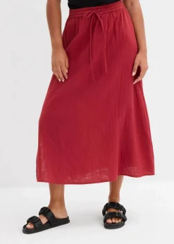 bonprix Röcke|Bekleidung·Sportbekleidung|Maxirock aus weichem Musselin pflaumenrot