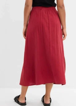 bonprix Röcke|Bekleidung·Sportbekleidung|Maxirock aus weichem Musselin pflaumenrot