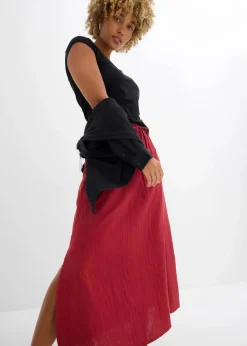 bonprix Röcke|Bekleidung·Sportbekleidung|Maxirock aus weichem Musselin pflaumenrot