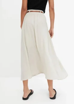 bonprix Röcke|Nachhaltigere Materialien|Maxirock mit Gürtel (2-tlg.Set) beige