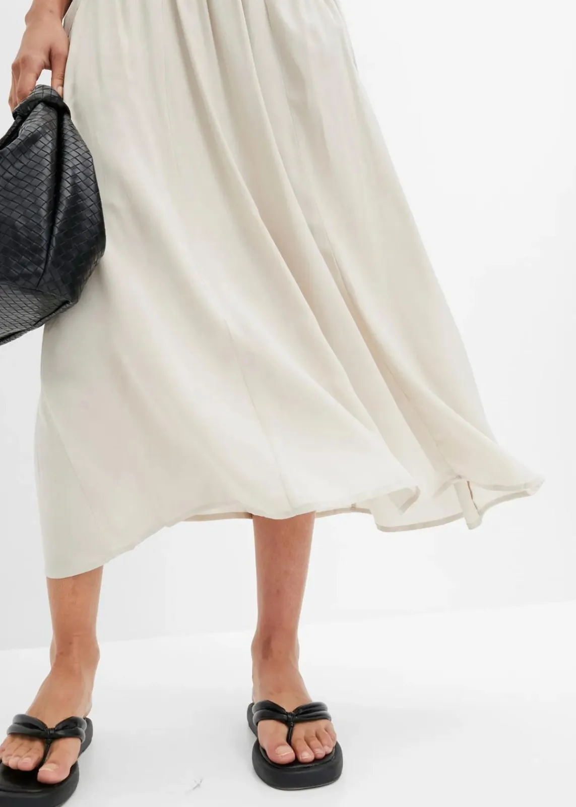 bonprix Röcke|Nachhaltigere Materialien|Maxirock mit Gürtel (2-tlg.Set) beige