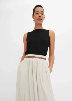 bonprix Röcke|Nachhaltigere Materialien|Maxirock mit Gürtel (2-tlg.Set) beige