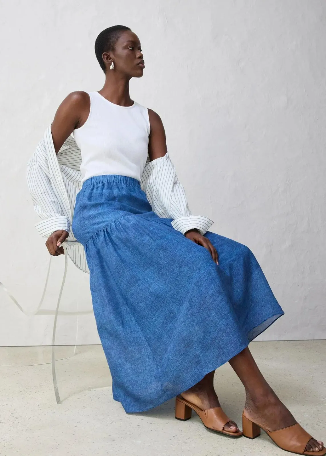 Maxirock mit Seidenanteil|bonprix Clearance