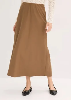 bonprix Röcke|Bekleidung·Sportbekleidung|Maxirock mit Struktur walnussbraun