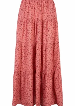 bonprix Nachhaltigere Materialien|Röcke|Maxirock mit Volants rauchpfirsich geblümt