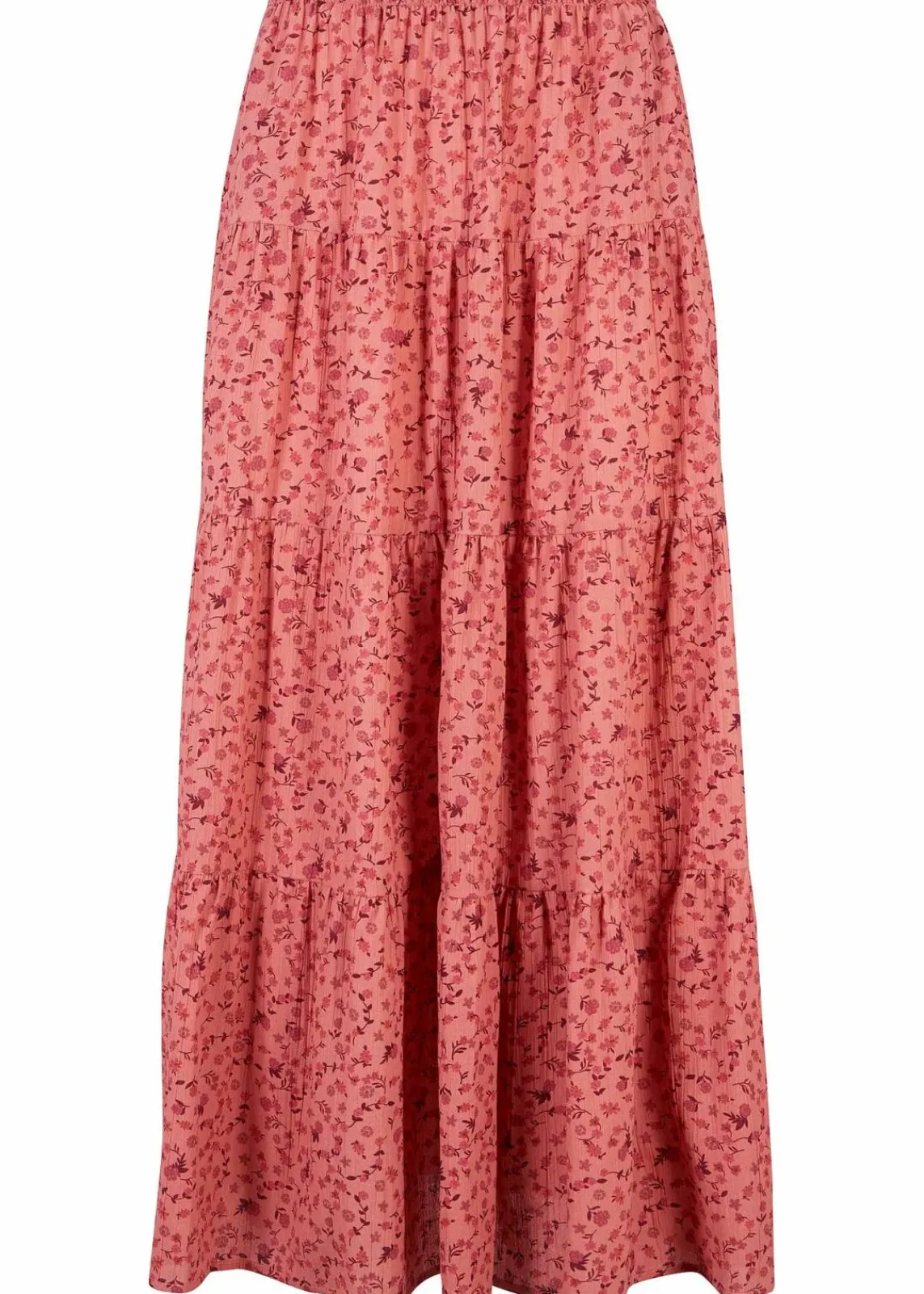 bonprix Nachhaltigere Materialien|Röcke|Maxirock mit Volants rauchpfirsich geblümt