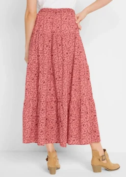bonprix Nachhaltigere Materialien|Röcke|Maxirock mit Volants rauchpfirsich geblümt