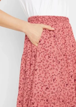 bonprix Nachhaltigere Materialien|Röcke|Maxirock mit Volants rauchpfirsich geblümt