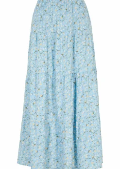 bonprix Bekleidung·Sportbekleidung|Röcke|Maxirock mit Volants hellblau geblümt