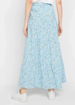 bonprix Bekleidung·Sportbekleidung|Röcke|Maxirock mit Volants hellblau geblümt