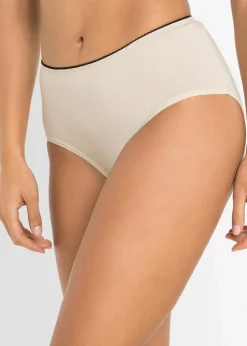 bonprix Höschen|Baumwollunterwäsche|Maxislip (5er Pack) schwarz + rauchbeere + sandbeige