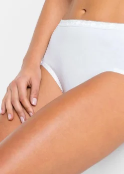 bonprix Höschen|Baumwollunterwäsche|Maxislip (5er Pack) weiß + mineralblau + puderblau + kristallrosa