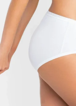 bonprix Höschen|Baumwollunterwäsche|Maxislip (5er Pack) weiß + mineralblau + puderblau + kristallrosa