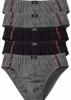 bonprix Slips|Große Größen|Maxislip mit Baumwolle (5er Pack) grau melange + schwarz