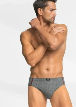 bonprix Slips|Große Größen|Maxislip mit Baumwolle (5er Pack) grau melange + schwarz
