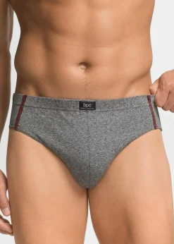 bonprix Slips|Große Größen|Maxislip mit Baumwolle (5er Pack) grau melange + schwarz