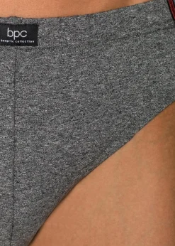 bonprix Slips|Große Größen|Maxislip mit Baumwolle (5er Pack) grau melange + schwarz