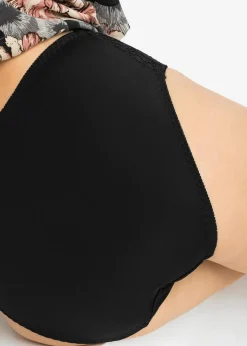 bonprix Nachhaltigere Materialien|Höschen|Maxislip mit Spitze (2er Pack) kreidebeige+schwarz