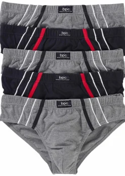 bonprix Slips|Wäsche|Maxislip mit weicher Baumwolle (5er Pack) grau meliert + schwarz