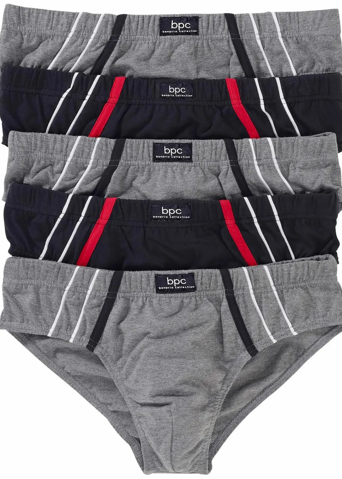 bonprix Slips|Wäsche|Maxislip mit weicher Baumwolle (5er Pack) grau meliert + schwarz