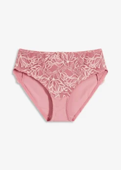 bonprix Wäsche·Dessous|Wäsche·Höschen|Maxislip mit zarter Spitze beerensorbet/wollweiß