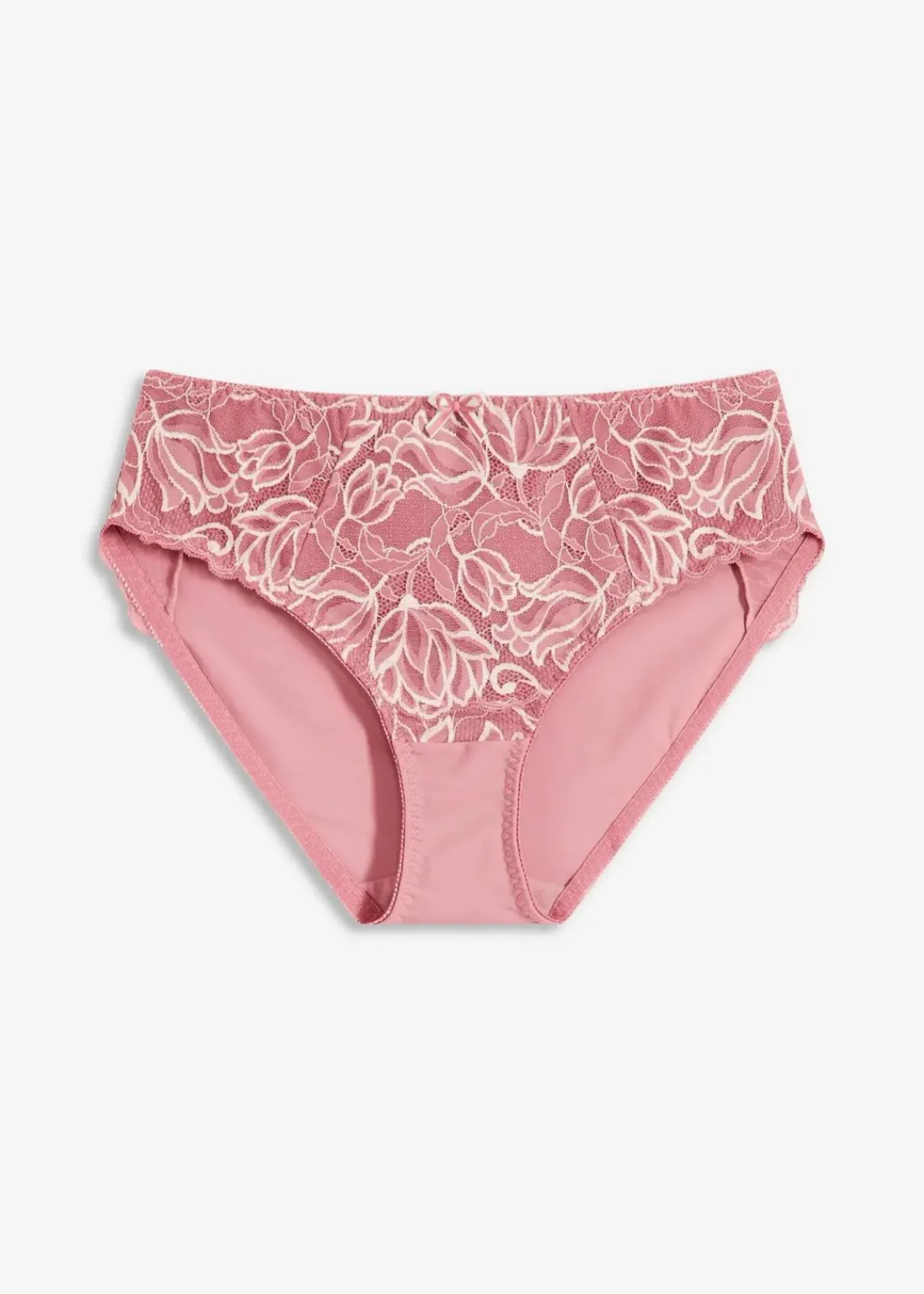 bonprix Wäsche·Dessous|Wäsche·Höschen|Maxislip mit zarter Spitze beerensorbet/wollweiß