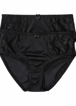 bonprix Nachhaltigere Materialien|Höschen|Maxislip mit zarter Spitze (2er Pack) schwarz+schwarz