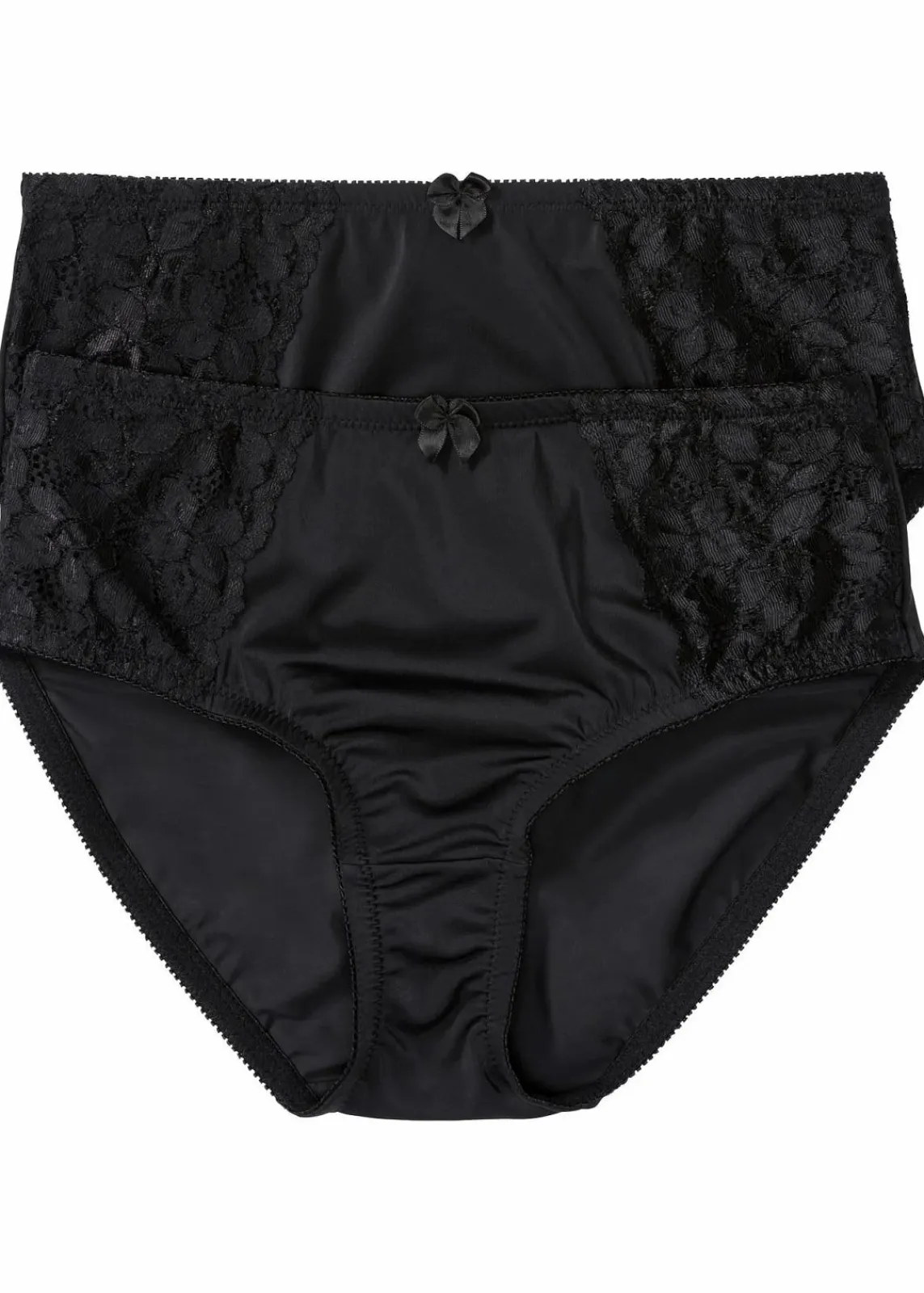 bonprix Nachhaltigere Materialien|Höschen|Maxislip mit zarter Spitze (2er Pack) schwarz+schwarz