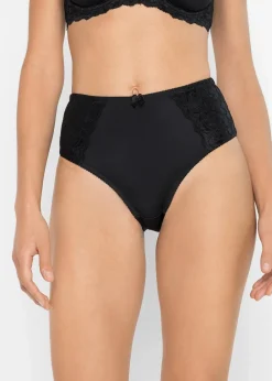 bonprix Nachhaltigere Materialien|Höschen|Maxislip mit zarter Spitze (2er Pack) schwarz+schwarz