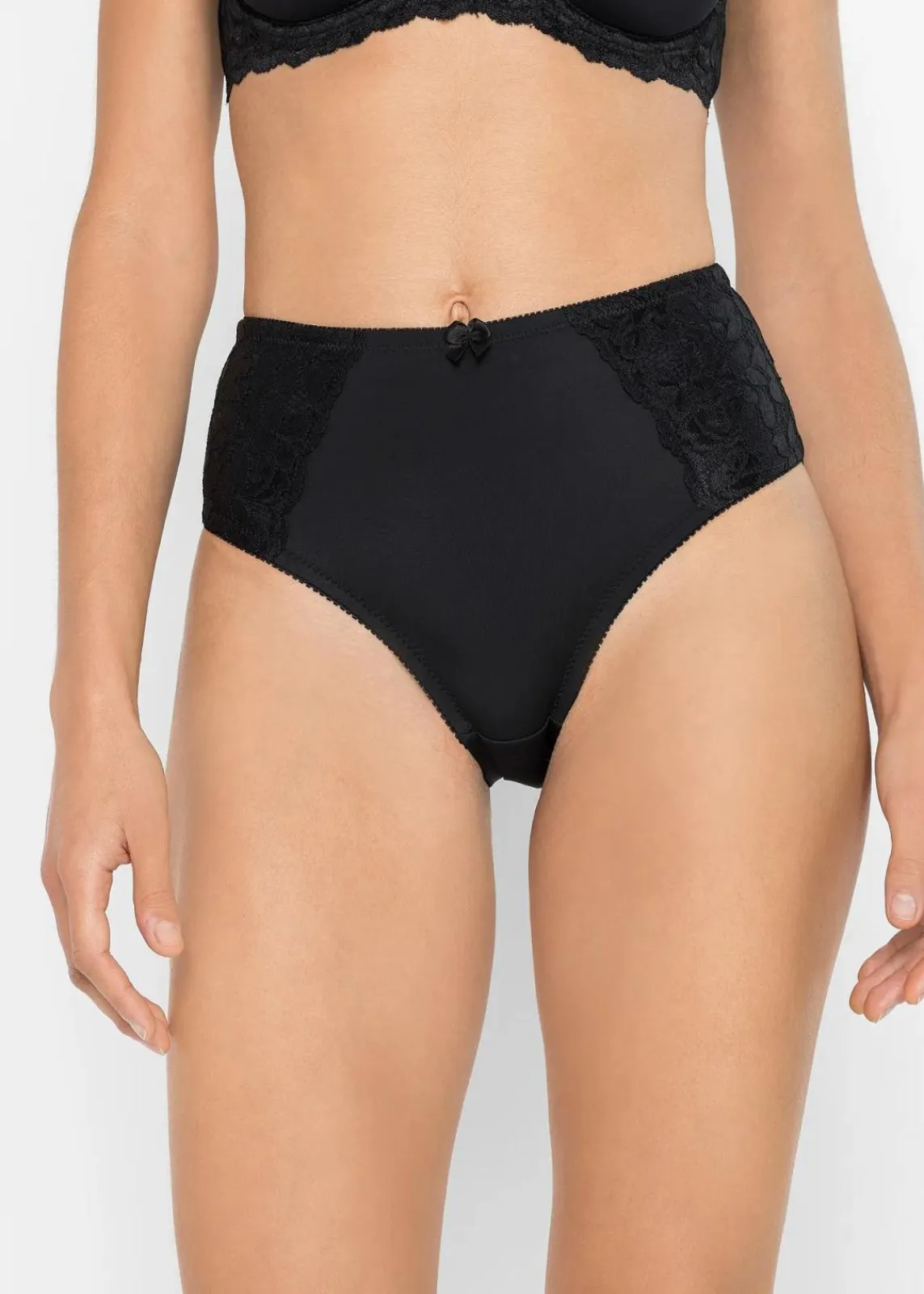 bonprix Nachhaltigere Materialien|Höschen|Maxislip mit zarter Spitze (2er Pack) schwarz+schwarz