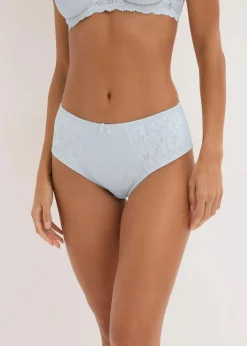 bonprix Wäsche·Höschen|Nachhaltigere Materialien|Maxislip mit zarter Spitze (2er Pack) cremeblau