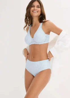 bonprix Wäsche·Höschen|Nachhaltigere Materialien|Maxislip mit zarter Spitze (2er Pack) cremeblau