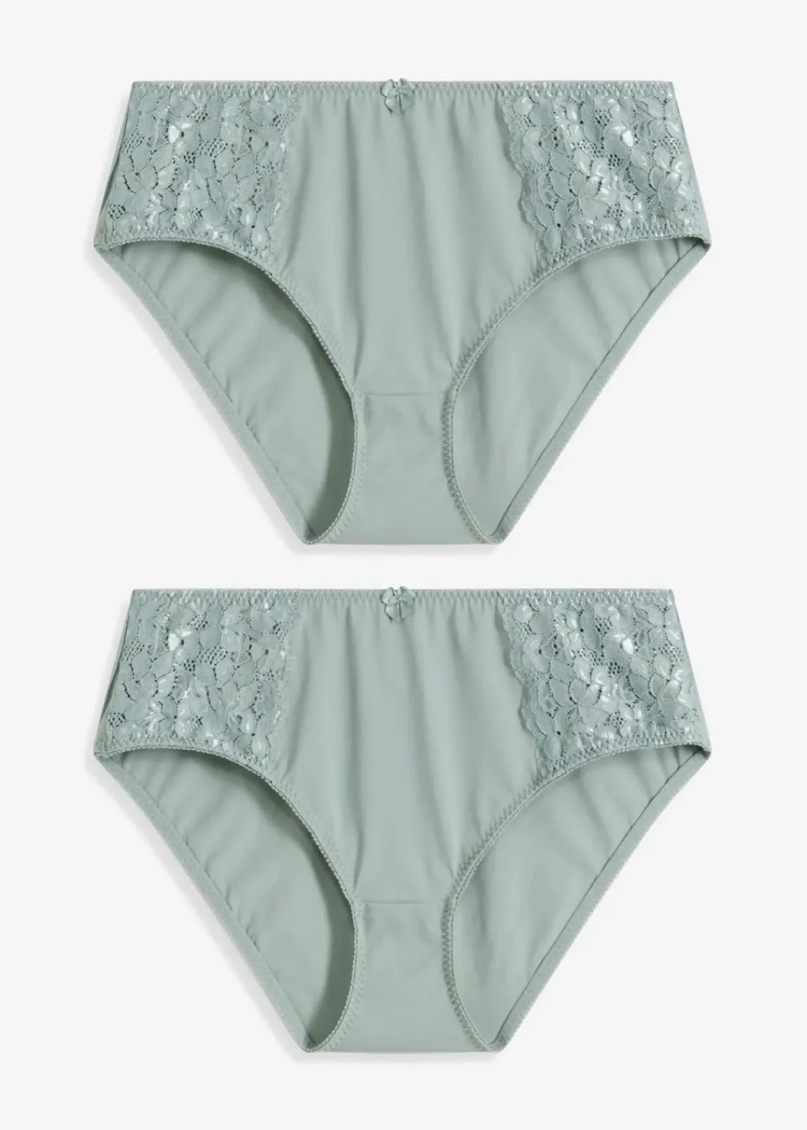 bonprix Nachhaltigere Materialien|Höschen|Maxislip mit zarter Spitze (2er Pack) graugrün