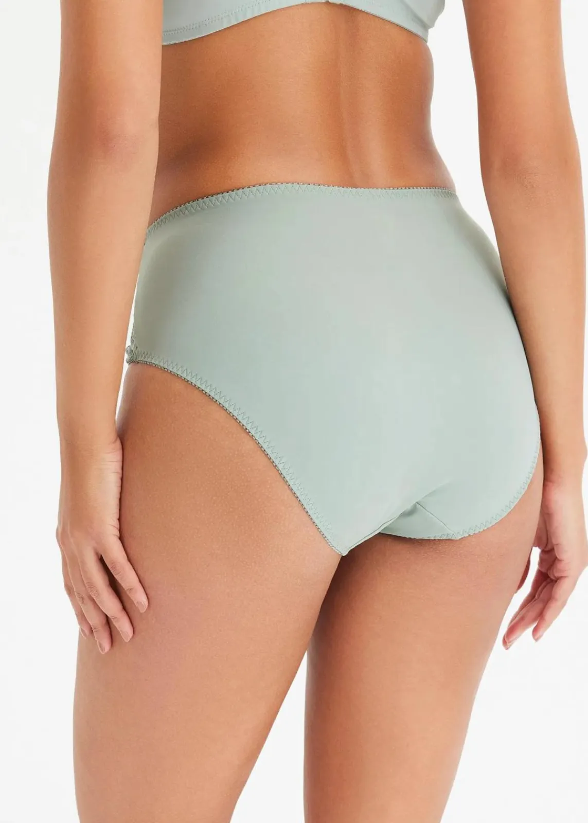 bonprix Nachhaltigere Materialien|Höschen|Maxislip mit zarter Spitze (2er Pack) graugrün