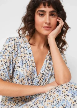 bonprix Bekleidung·Blazer|Umstandsmode|Maxi-Umstands- und Stillkleid aus Jersey nebelblau geblümt