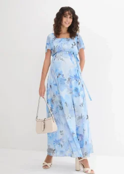 bonprix Bekleidung·Blazer|Umstandsmode|Maxi-Umstandskleid aus zartem Mesh hellblau geblümt