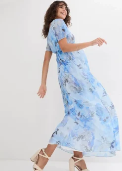 bonprix Bekleidung·Blazer|Umstandsmode|Maxi-Umstandskleid aus zartem Mesh hellblau geblümt