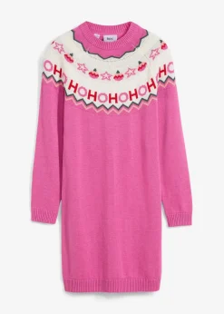 bonprix Mädchen 2-8 Jahre·Kleider & Röcke|Mädchen Strickkleid mit Weihnachtsmotiv hellfuchsia bedruckt