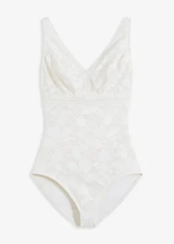 bonprix Wäsche·Shapewear|Shapewear|Medium Shape Body mit Spitze wollweiß