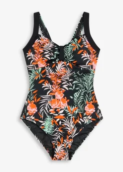 bonprix Nachhaltigere Materialien|Shapewear|Medium Shape-Badeanzug schwarz floral
