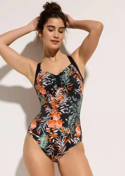 bonprix Nachhaltigere Materialien|Shapewear|Medium Shape-Badeanzug schwarz floral