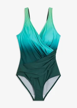 bonprix Shapewear|Badeanzüge|Medium Shape-Badeanzug in Wickeloptik smaragd