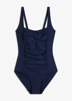 bonprix Nachhaltigere Materialien|Bademode·Badeanzüge|Medium Shape-Badeanzug mit Wickeloptik dunkelblau
