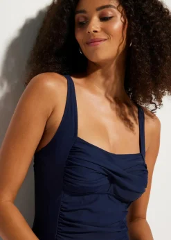 bonprix Nachhaltigere Materialien|Bademode·Badeanzüge|Medium Shape-Badeanzug mit Wickeloptik dunkelblau