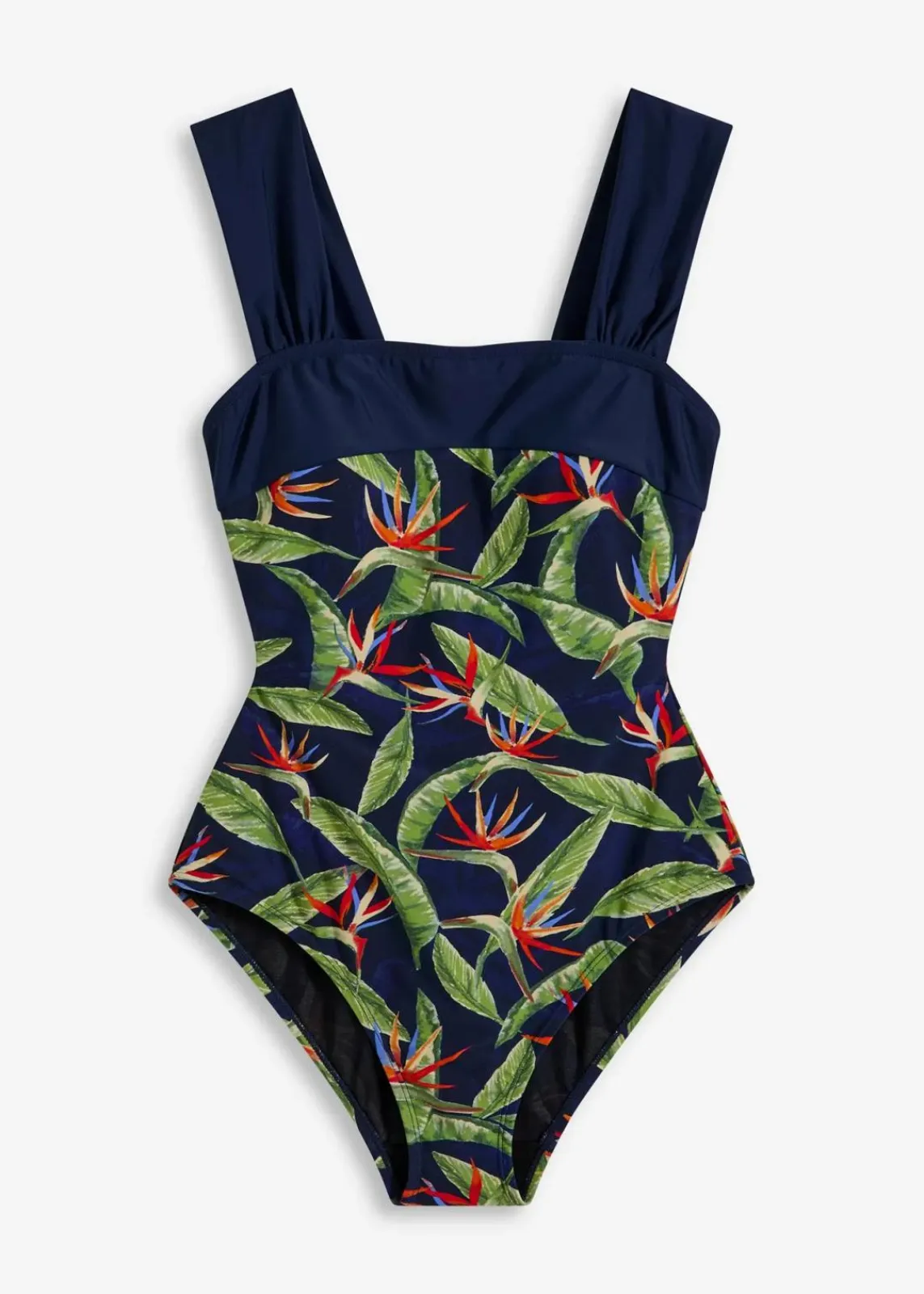bonprix Nachhaltigere Materialien|Shapewear|Medium Shape-Badeanzug mit breiten Trägern dunkelblau floral