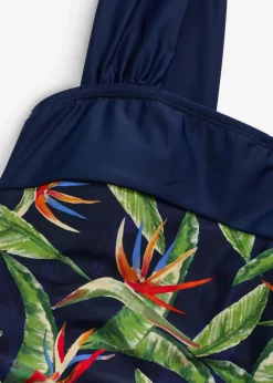 bonprix Nachhaltigere Materialien|Shapewear|Medium Shape-Badeanzug mit breiten Trägern dunkelblau floral