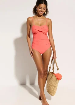 bonprix Nachhaltigere Materialien|Badeanzüge|Medium Shape-Badeanzug mit Wickeloptik koralle